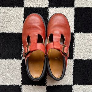 Vintage 90s Red Dr. Martens T-Strap Platform Mary Janes Made in England